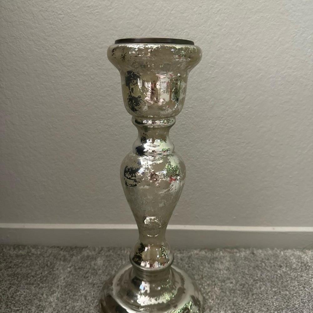 Pottery Barn Mercury Extra Large Pillar/Bougeoir Candle Holder